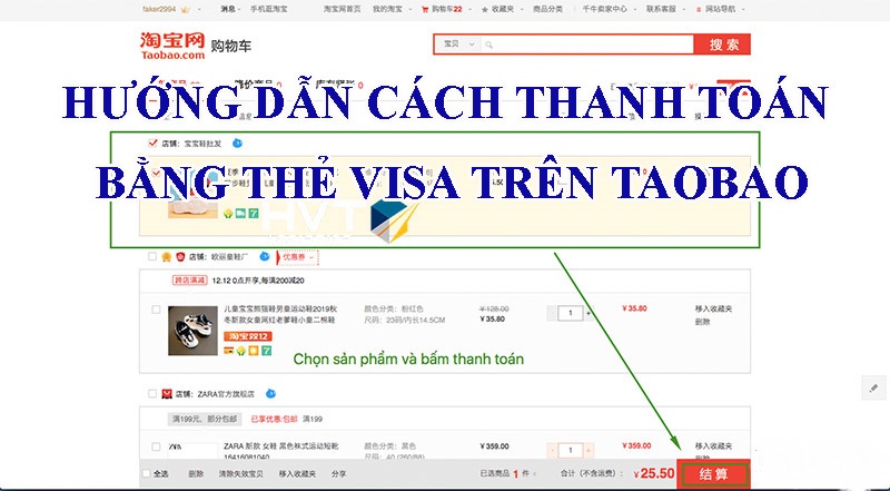 Hướng dẫn mua hàng trên taobao bằng thẻ Visa